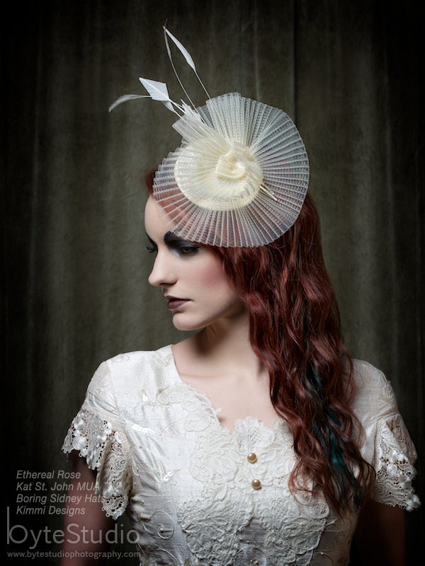 Fascinator Hat Crinoline Headpiece Ivory Headdress