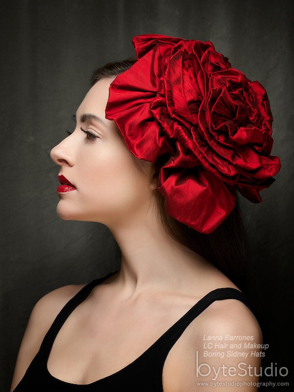 Fascinator Headpiece Red as the Reddest Rose