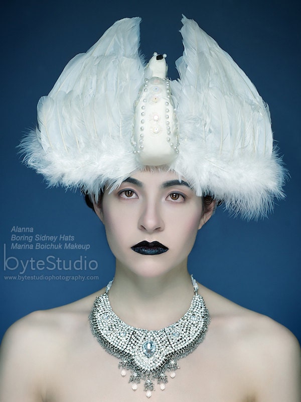 Haute Couture Headpiece Feathered Headdress The Swan