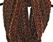 Sale Hand Knit Mobius Infinity Scarf Multi Color Browns, Green, Orange  Free Shipping in the USA