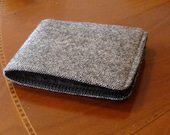Slim Grey tweed  men's wool wallet  - 7 pocket billfold - water resistant lining - gray tweed wallet - Italiacraft