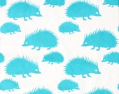 Fabric by the Half Yard - Teal Hedgehogs