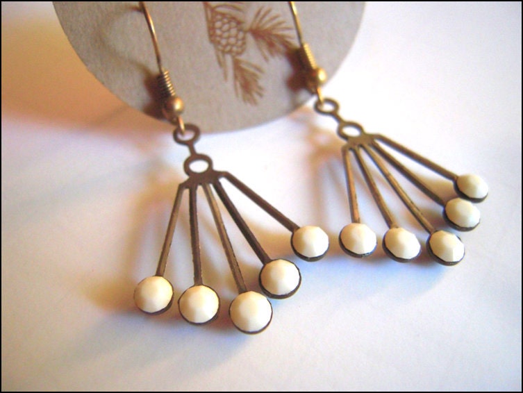Art Deco Snow White Swarovski Crystal Dangles