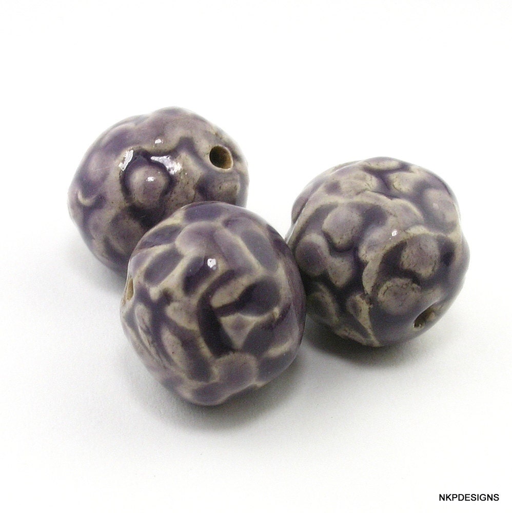 Vanilla Cream Grape Stoneware Ceramic Beads