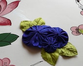 night garden - silk yo-yo and millinery leaf barrette
