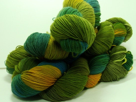 SALE Hand Dyed Merino Superwash Fingering Weight Yarn - Mythic Shield Multi Color