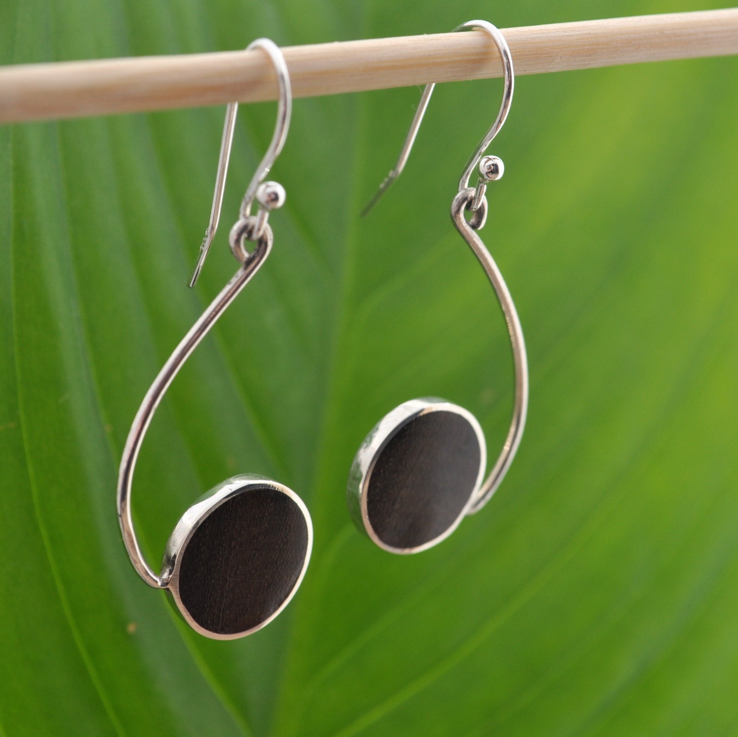 Salsera Ecofriendly Earrings - wood and recycled sterling dangles