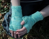 Handspun Fingerless Gloves in Robin's Egg