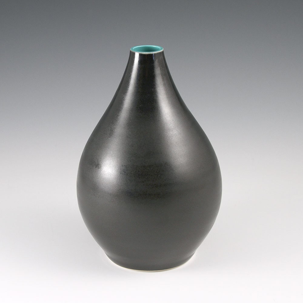 Teardrop Vase in Black and Turquoise