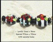 Lampwork Lentil Set, Black Red White, Handmade SRA LETEAM Glassymom