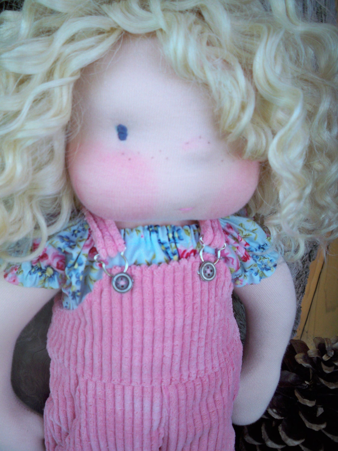 Waldorf doll Pink Overalls and top 2 pc for a 18inch doll