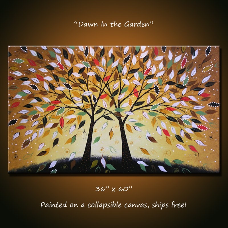 Amy Giacomelli Paintings Original Extra Large Abstract Contemporary Trees ... 36" x 60" .. Dawn In the Garden, Free US shipping