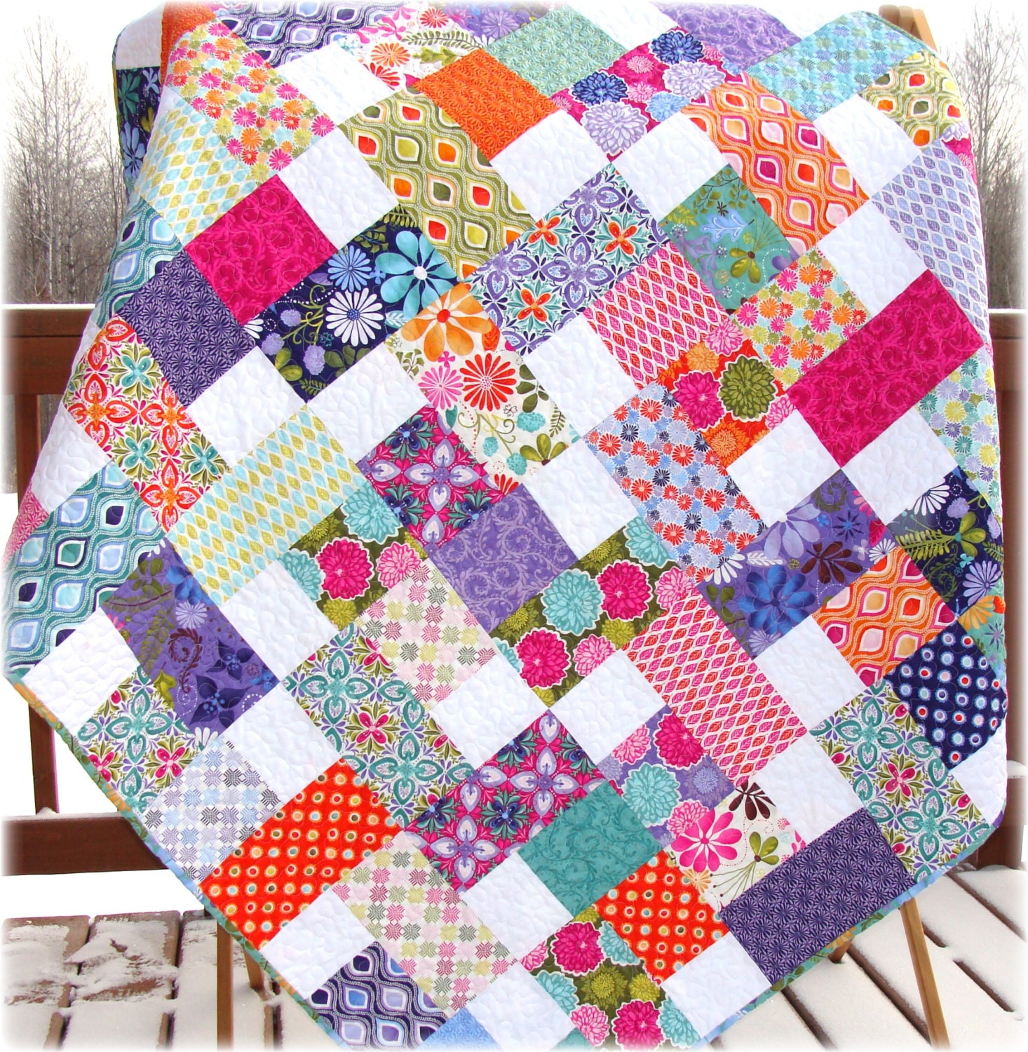 Quilt Terrain patchwork Lap/Throw or Toddler Bed size