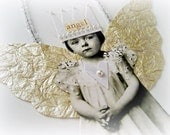 Paper Peace Angel Art Doll Ornament White Shabby Decoration Vintage Inspired Guardian Angel