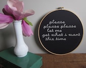 smiths please please please... original embroidery wall art - framed in hoop