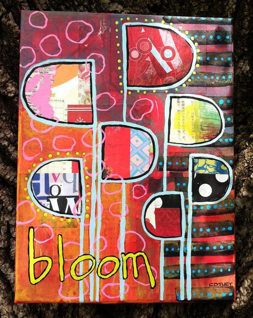BLOOM Paper Collage Acrylic Canvas Painting Flowers