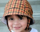Brown and Orange Plaid Baby or Toddler Boy Sunhat