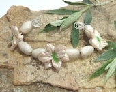 Orchid  Bead Set -  Ecru Satin - Off White  Pearl