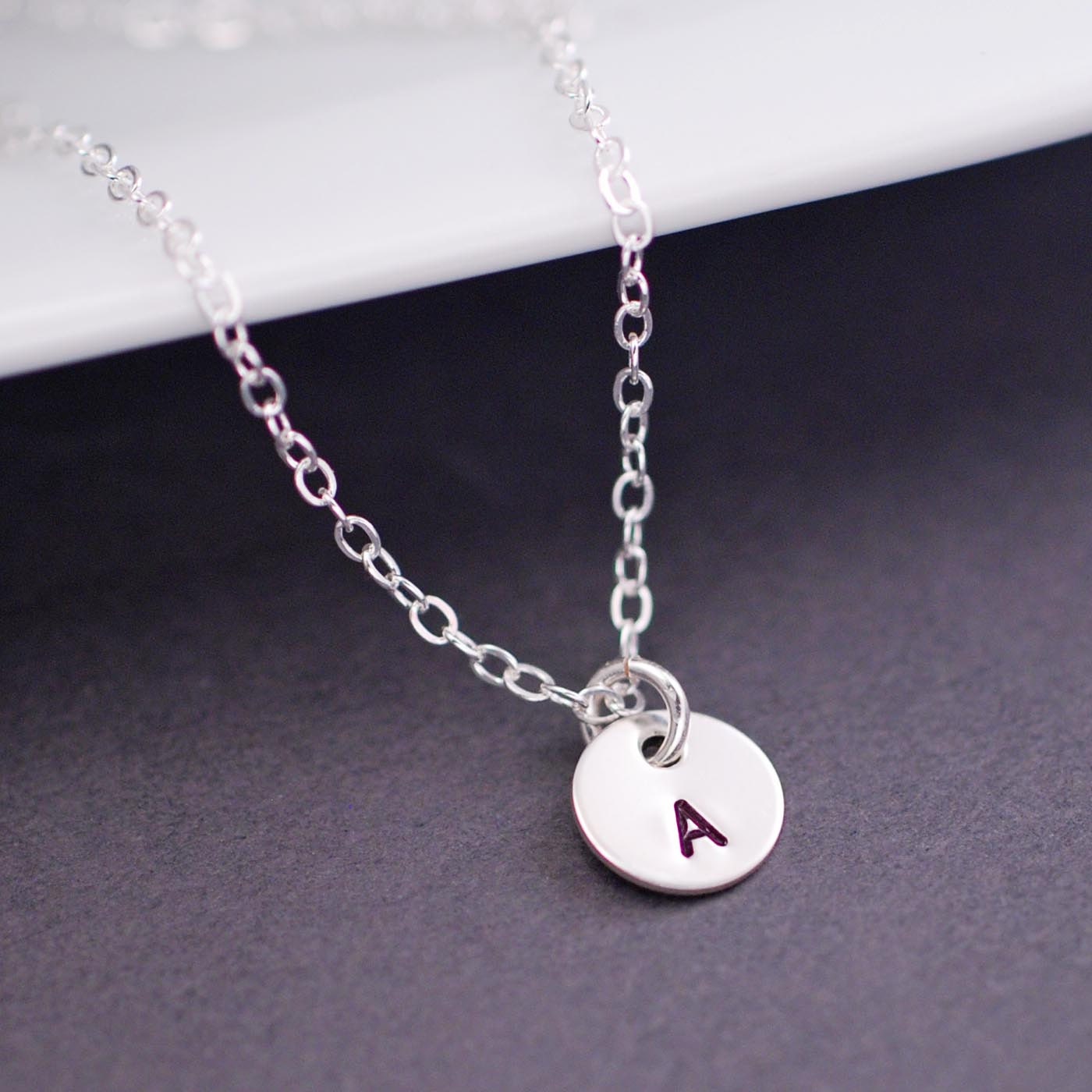 Tiny Initial Charm Necklace, Personalized Jewelry, Simple Necklace, Hand Stamped Sterling Silver Letter Necklace, Small Charm Necklace