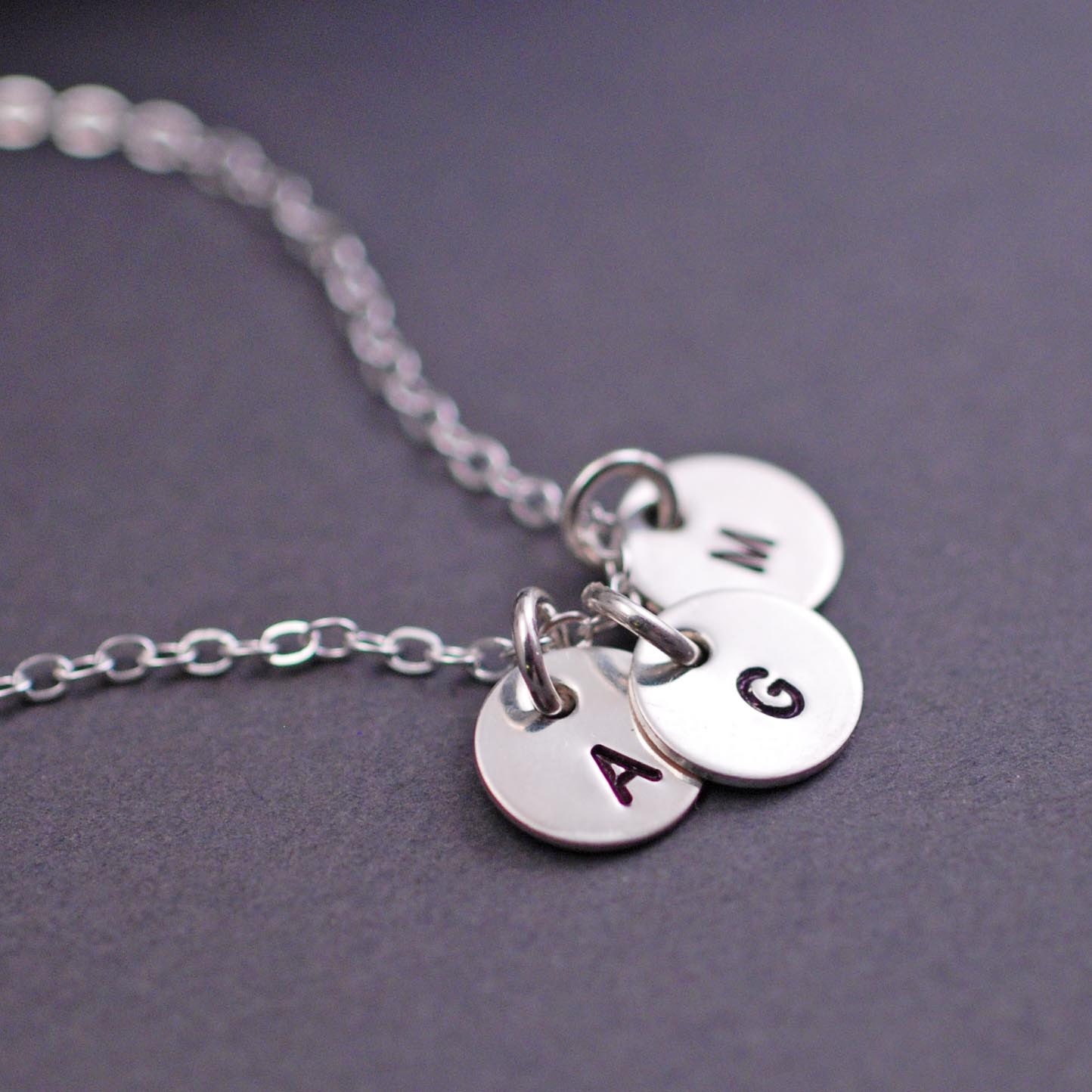 Personalized Mother Necklace, Mom of THREE, Mother's Day Gift Initial Necklace Sterling Silver, Wife Gift