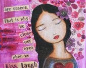 8 X 10 Pink - Kiss, Laugh and Dream - Luna Chick Series - Limited Edition