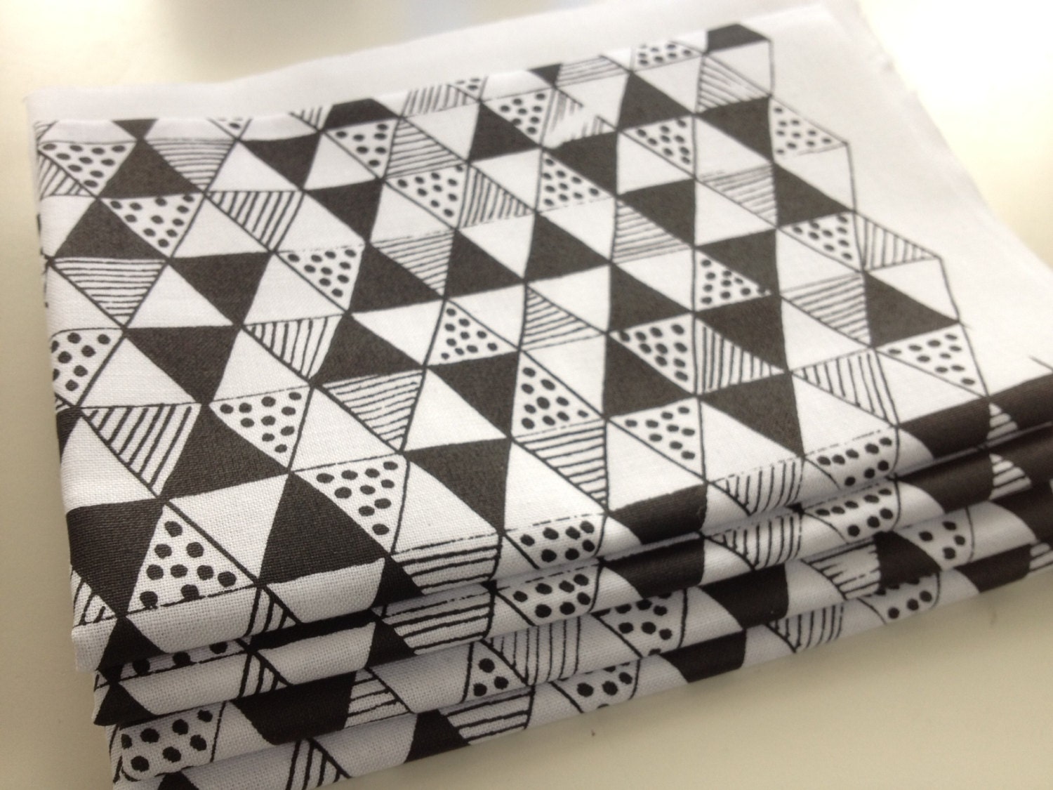 Black & White Triangle Mania screen printed fabric