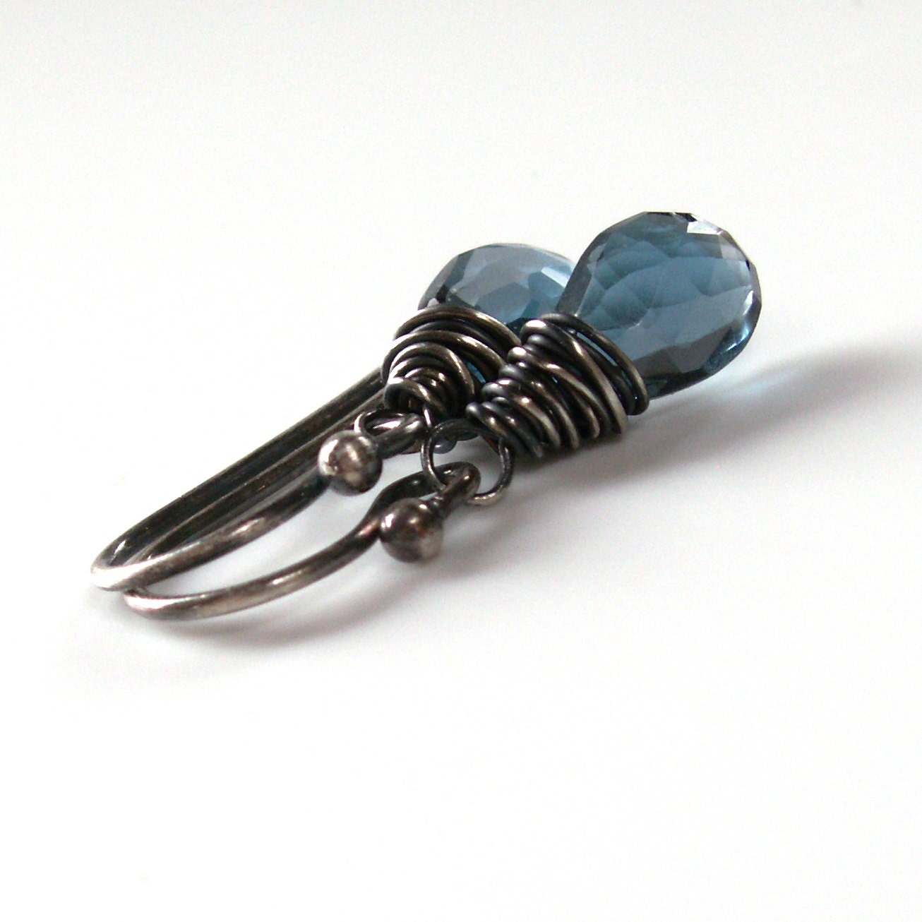 London Blue Topaz Earrings . December Birthstone Drop Earrings . Sterling Silver