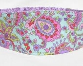 Reversible Fabric Headband Paisley Lila , aqua, pink revesible hairband women hair band, girl headband