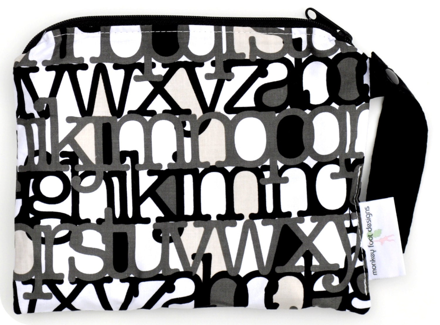 Small 9 x 7 Wet bag / Snack / Swim / Diapers / Michael Miller News Hour Fabric / SEALED SEAMS and Snap Strap