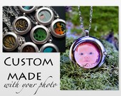 Custom Photo and Real Butterfly Wing Locket Necklace  Silver, Gold, Copper, Bronze
