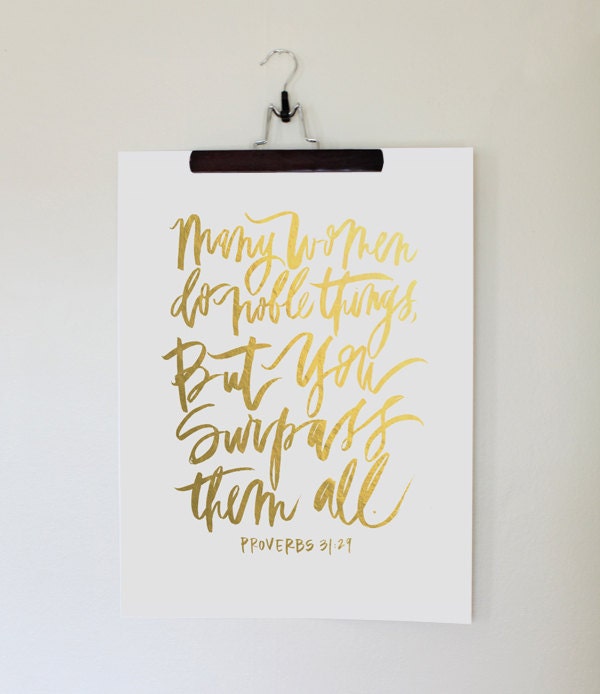 18"x24" poster size faux gold foil proverbs print