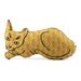 relaxed cat shaped medium pillow orange with green circles pattern fabric