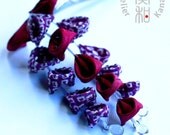 Vintage Kimono Drooping Wisteria Tsumami Kanzashi Snap Clip with Raindrops