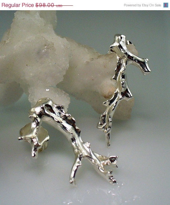 Coral sea earrings, sterling silver