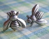 Pollinator: petite sterling silver plated honey bee post earrings