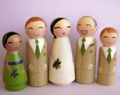 Hand Painted Love Boxes Custom Family of Five 5 Peg Dolls Wood
