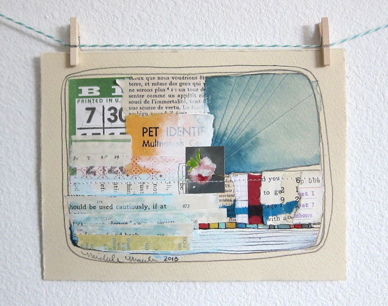 Mixed Media Collage // Abstract Art // Original Collage // Blossom by Michele Maule