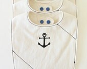 nautical baby bib, organic cotton with anchor print.