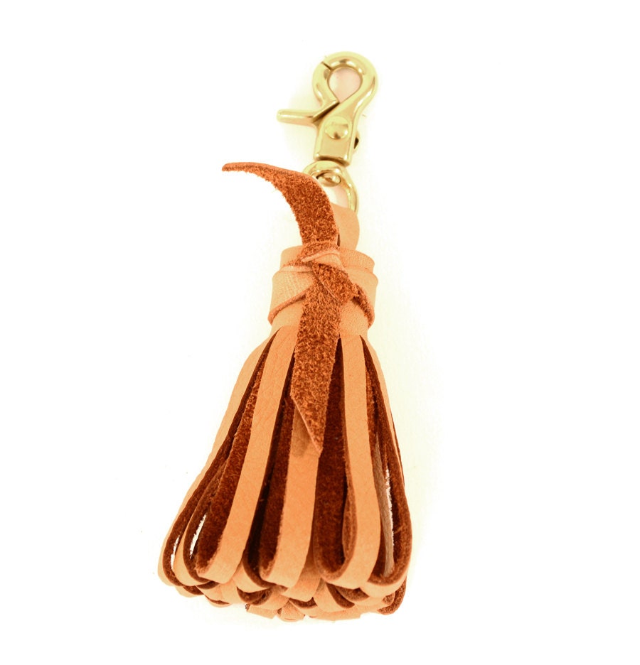 Camel Leather Folded Tassel