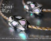 Just Me - Genunie Braided Gold Silver Gray Leather Cord Indian Beads Bracelet and Necklace, Hippie, Tribal, Mother's day