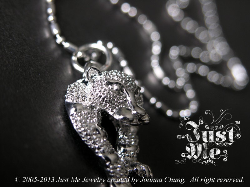 Just Me - Silver Lepoard Necklace, Choker 16 Inches