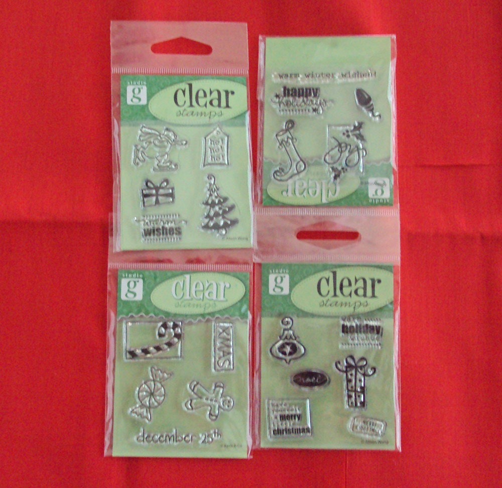 HUGE  Acrylic  Stamp Destash --- Christmas Holiday Themed