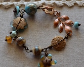 Mixed Media Bracelet in Blue and Yellow