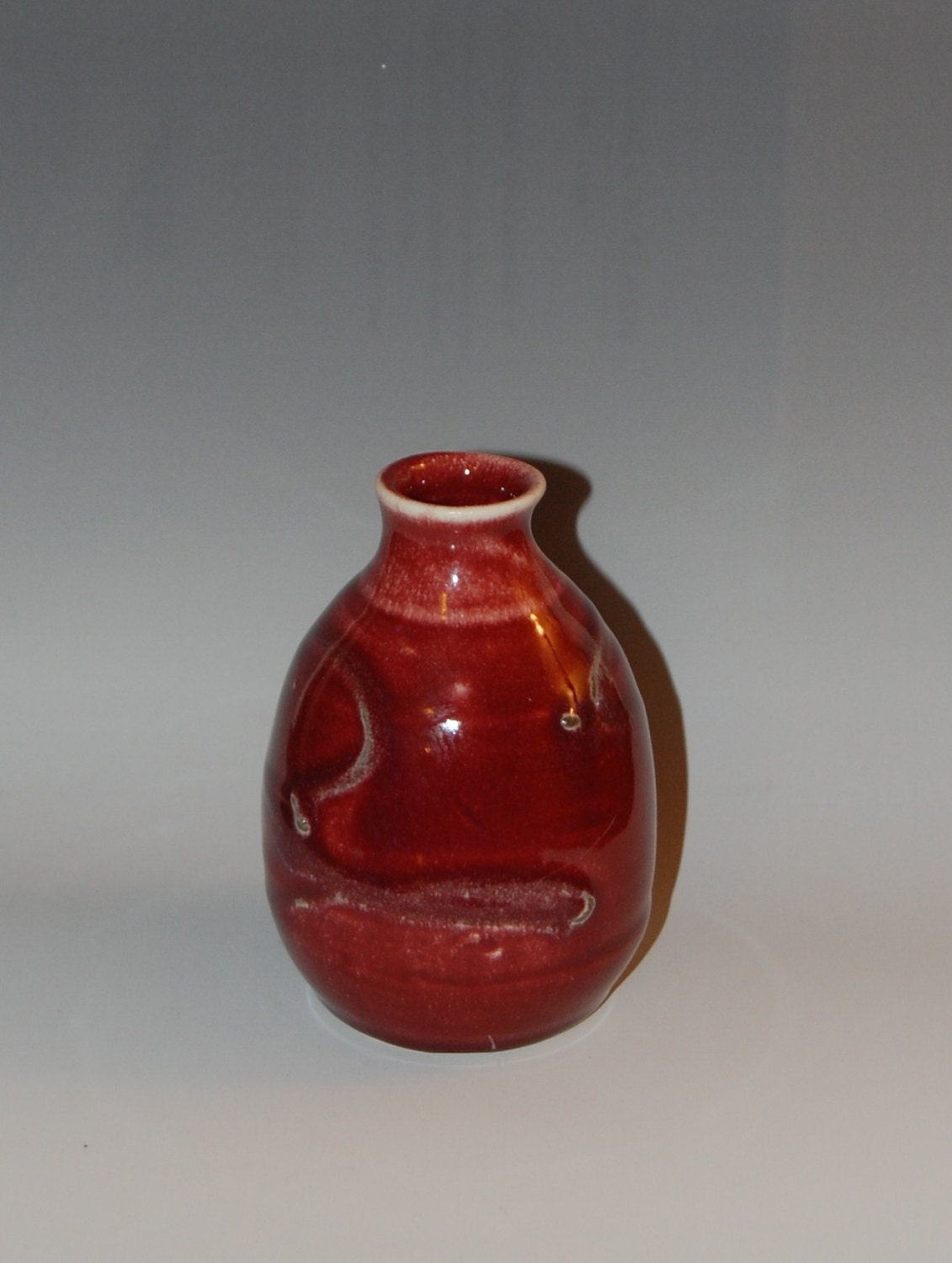 Tin Chrome Red Bottle or Vase by PrairieJewel of Etsy