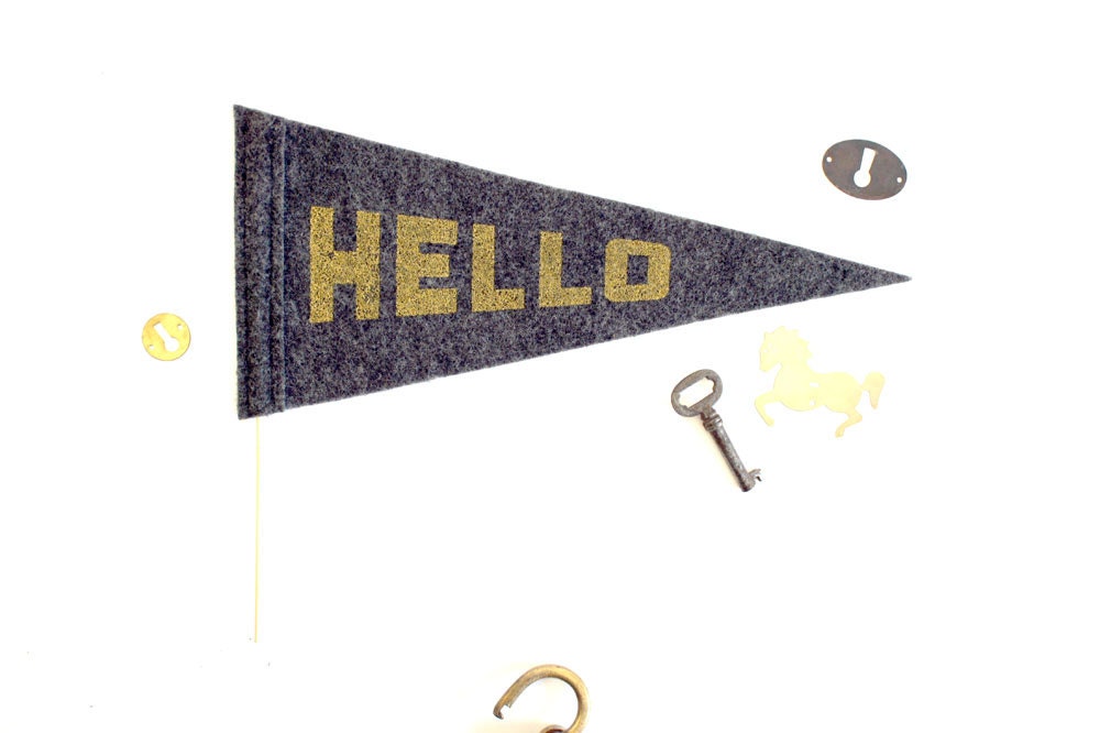 HELLO Felt Pennant // Metallic Gold // Photo Booth Prop // Birth Announcement Prop //