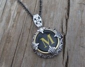 Letter M  Vintage Typewriter Key Wrap Necklace