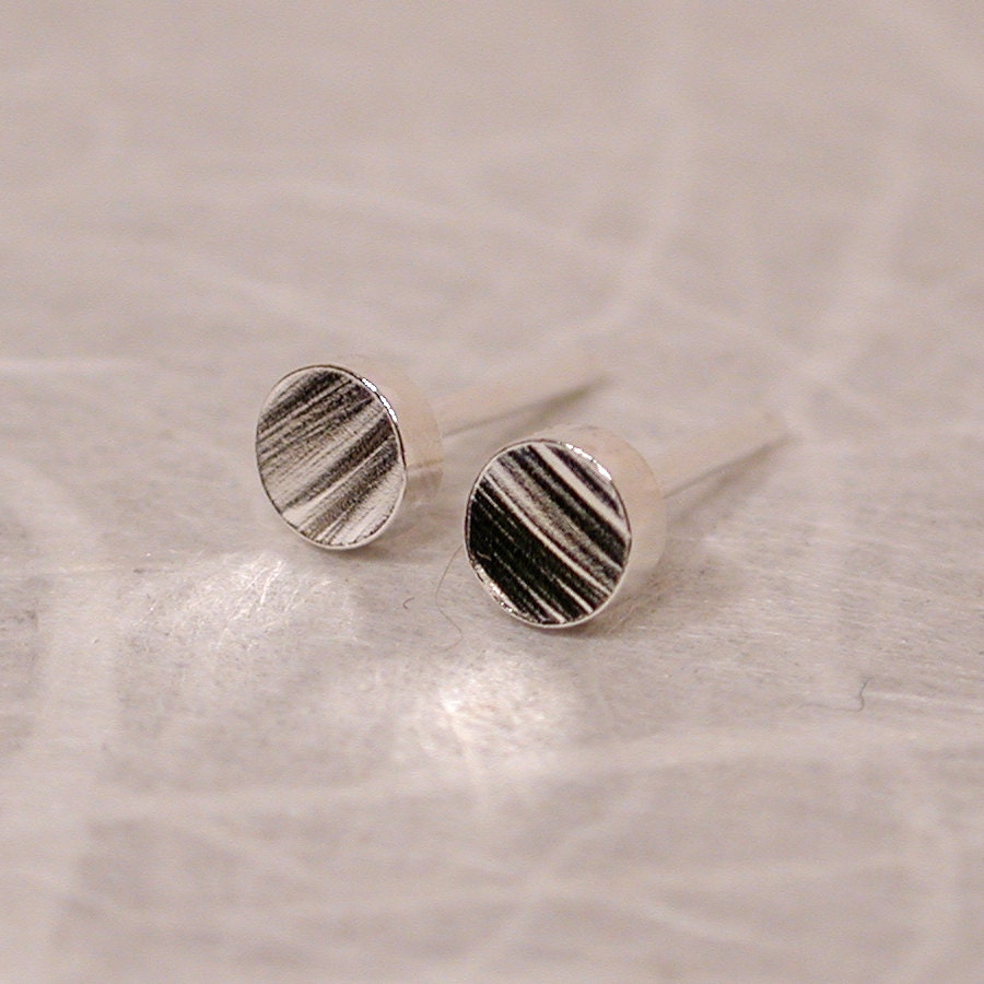 Faux Bois Stud Earrings 3mm Tiny Sterling Silver Studs by SARANTOS