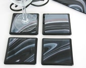 Fused Glass Coasters in Black Swirl Art Glass for Your Home Decor - GetGlassy