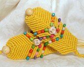 yellow skull colorful hemp hand knotted earrings