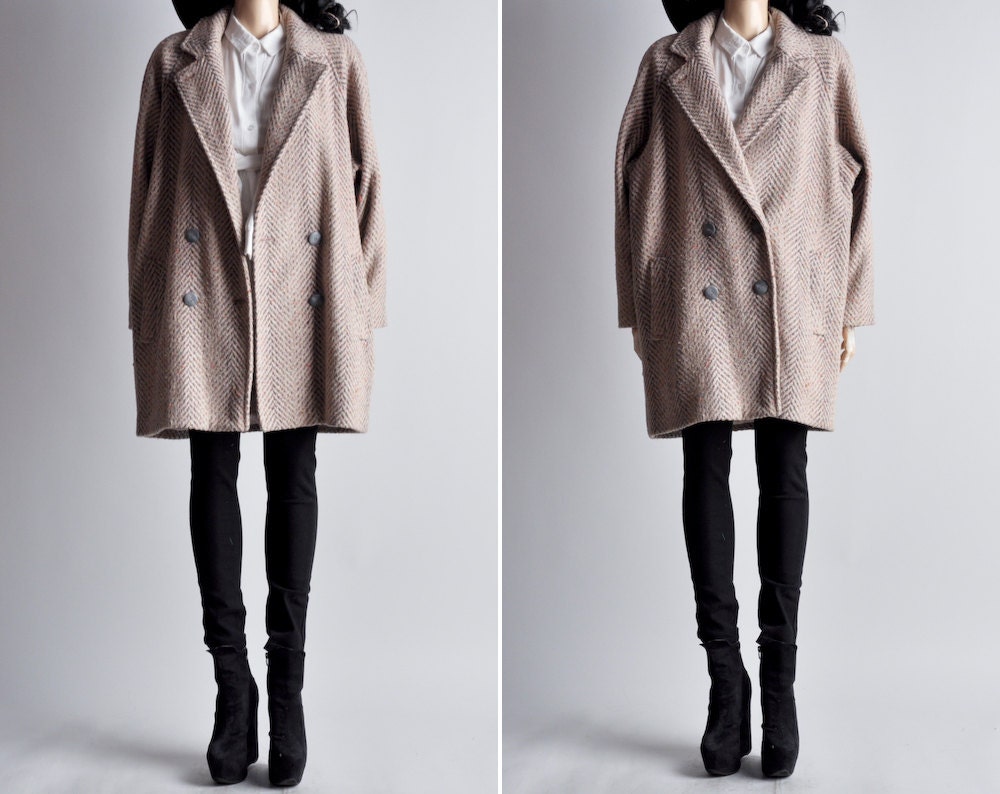 80s pink tweed voluminous oversized coat / s / m